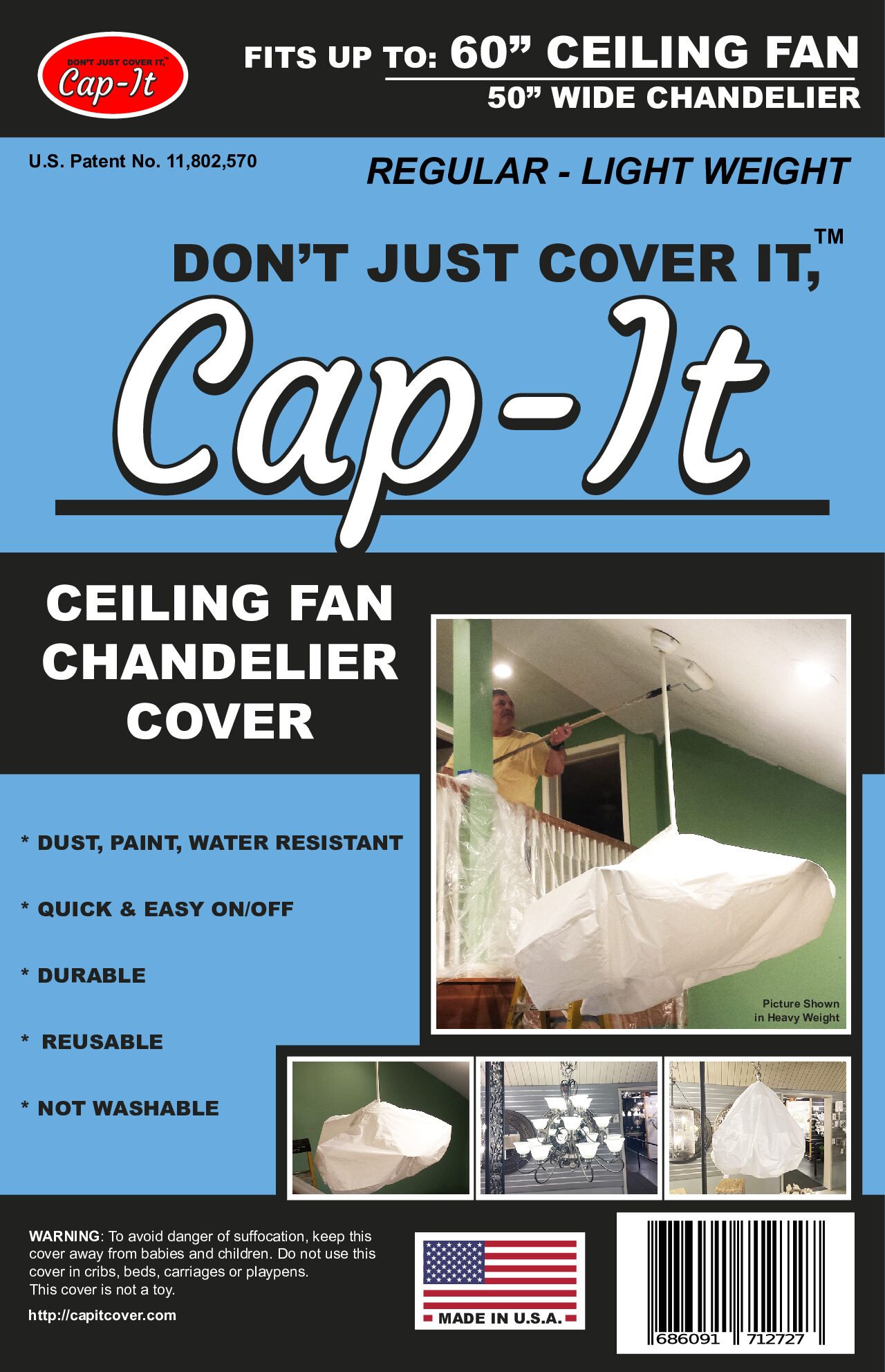 Light Weight Ceiling Fixture Cover – Easy Dust & Paint Protection for Ceiling Fans and Chandeliers